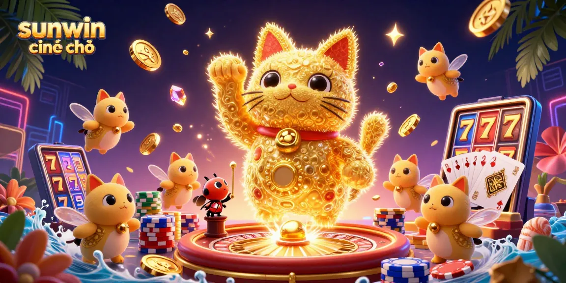 Experience thrilling wins at sunwin chính chủ with vibrant 3D gambling illustration featuring lucky symbols.