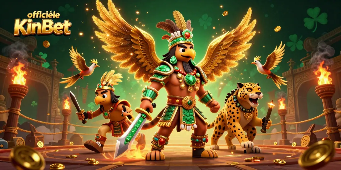 Join the excitement at officiële KinBet with epic Aztec warriors and dynamic casino elements.